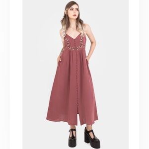 NWT Disturbia Abundance Cotton Floral Embroidered Bodice Cami Midaxi Dress US 12